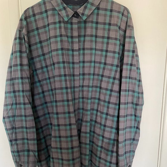 Lafayette 148 Women's Plaid Cotton Button Down Shirt - Picture 1 of 6